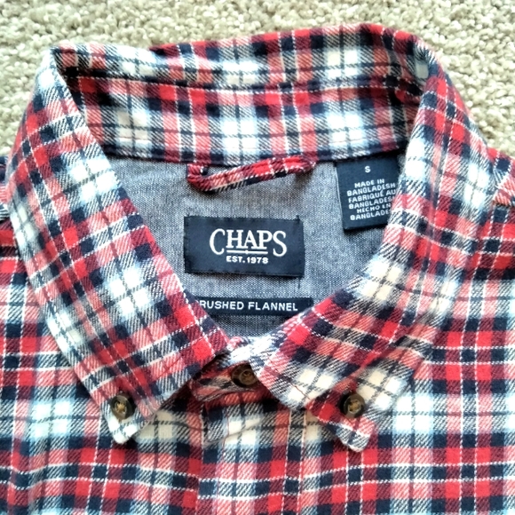 NWT S Chaps Red Brushed Flannel Button Up Shirt - Picture 5 of 11